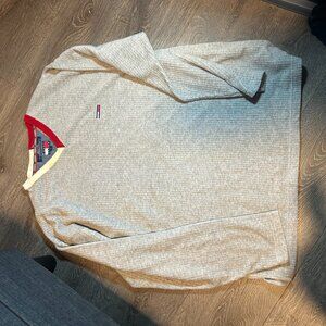 Vtg Mens Tommy Hilfiger Gray Pullover Ribbed Detail Sweatershirt Sz L Big Flag